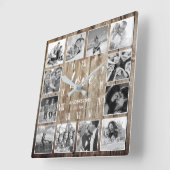 Eigen serie Foto Rustic Farmhouse Love Script Vierkante Klok (Hoek)