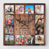 Eigen serie Foto Rustic Farmhouse Love Script Vierkante Klok (Voorkant)