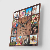 Eigen serie Foto Rustic Farmhouse Love Script Vierkante Klok (Hoek)
