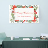 Eigen serie Red Floral Merry-kerstbanner Spandoek (Beurs)