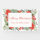 Eigen serie Red Floral Merry-kerstbanner Spandoek (Horizontaal)