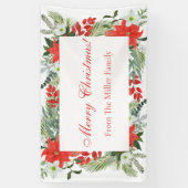 Eigen serie Red Floral Merry-kerstbanner Spandoek (Verticaal)