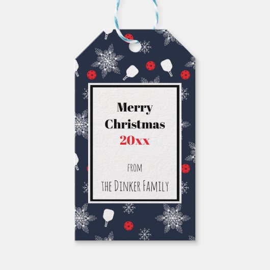 Eigen snavy blue 💙 pickleball Kerstmis Cadeaulabel (Voorkant)