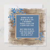 Eigen sneeuwvlokken en houten houten planken feestdagenkaart (Achterkant)