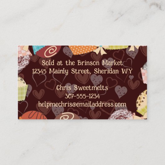 Eigen snoep voor chocoladetruffels in kleur visitekaartje (Achterkant)