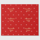 Eigen snowflakes kerstrood faux Gold-script Cadeaupapier (Vlak)