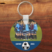 Eigen Soccer Photo Collage Name Team Number Sleutelhanger (Achterkant)