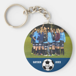 Eigen Soccer Photo Collage Name Team Number Sleutelhanger