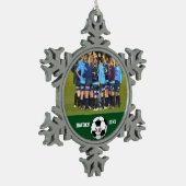 Eigen Soccer Photo Collage Name Team Number Tin Sneeuwvlok Ornament (Links)