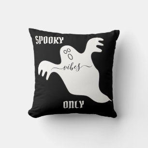 Eigen SPOOKY-VIBES ALLEEN Ghost Halloween Black Kussen