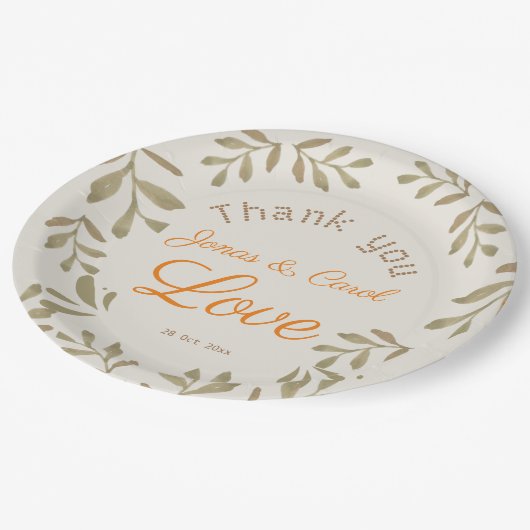 Eigen spread liefde groen huwelijk elegant eenvoud papieren bordje (Gekanteld)