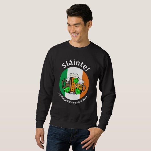 Eigen ST PATRICKS DAY Irish Flag Beer Unisex Trui (Voorkant volledig)