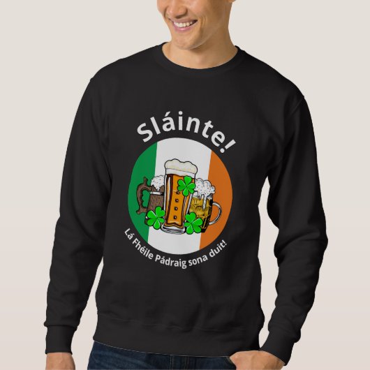 Eigen ST PATRICKS DAY Irish Flag Beer Unisex Trui (Voorkant)