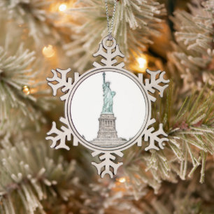 Eigen standbeeld van de Vrijheid New York City Ker Tin Sneeuwvlok Ornament