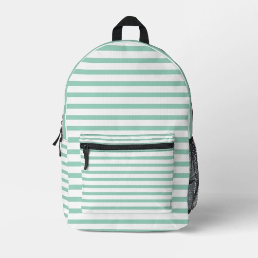 Eigen stijl met de Mint Green en White Strip Bedrukte Rugzak (Voorkant)