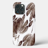 Eigen stijlvolle bruine Waterverf Floral Monogram Case-Mate iPhone Case (Achterkant)