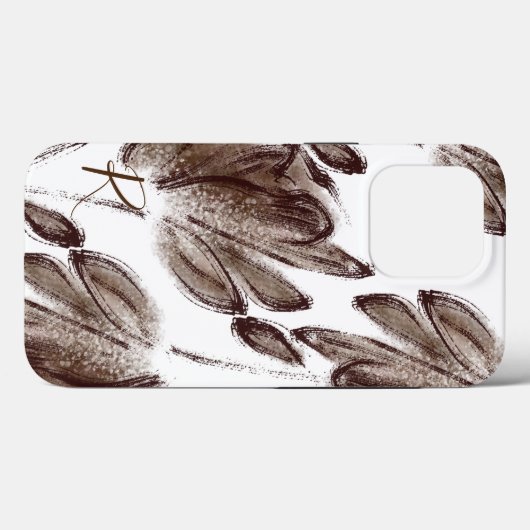 Eigen stijlvolle bruine Waterverf Floral Monogram Case-Mate iPhone Case (Achterkant (horizontaal))