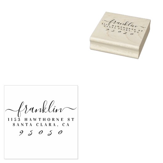 Eigen stijlvolle script familienaam retouradres rubberstempel (Gestempeld)