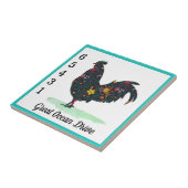 Eigen straatnaam huisnummer florale kipkeramiek tegeltje (Zijkant)