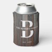 Eigen superieure familienaam Monogram hout Blikjeskoeler (Blikje Achterkant)