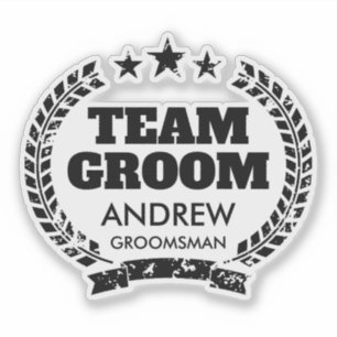 Eigen team vinylstickers voor groomsmen sticker