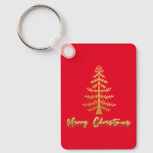 Eigen tekst achterzijde luxe goudboom rood sleutelhanger (Voorkant)