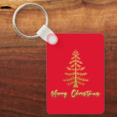 Eigen tekst achterzijde luxe goudboom rood sleutelhanger (Voorkant)