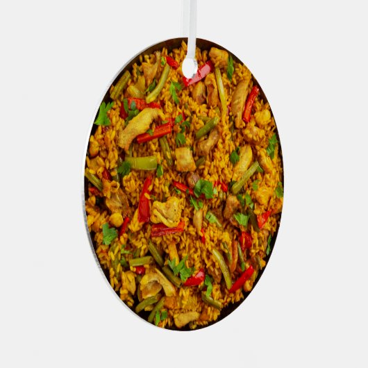 Eigen tekst Chicken Paella Metalen Ornament (Voorkant Rechts)