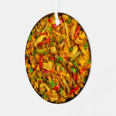 Eigen tekst Chicken Paella Metalen Ornament (Voorkant links)