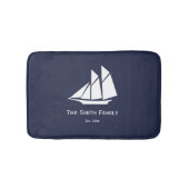 Eigen tekst donkerblauw en witte standaard bath Ma Badmat (Voorkant)