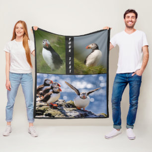 Eigen tekst en kleur Puffins dekens