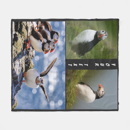 Eigen tekst en kleur Puffins dekens (Voorkant (Horizontaal))