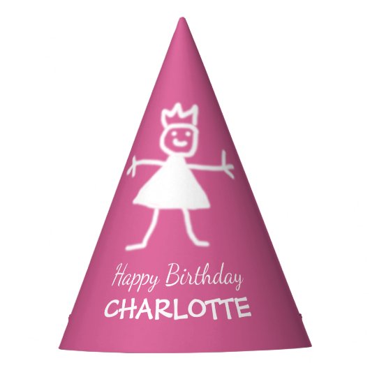 Eigen tekst en kleur van kindertekenprinses feesthoedjes (Voorkant)