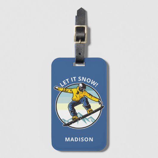 Eigen tekst en naam SNOWBOARDER Bagagelabel (Voorkant (verticaal))