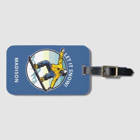 Eigen tekst en naam SNOWBOARDER Bagagelabel (Voorkant (horizontaal))