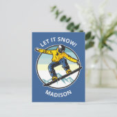 Eigen tekst en naam SNOWBOARDER Briefkaart (Staand voorkant)