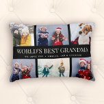 Eigen tekst fotocollage WORLDS BEST GRANDMA Accent Kussen<br><div class="desc">Moderne familiekleutel,  dit ontwerp van de de fotocollage van de douanetekst maakt een prachtig vertoning voor uw favoriete afbeeldingen van kinderen,  kleinkinderen,  bruiloften,  of een andere speciale gelegenheid. Geweldig cadeau voor grootouders! 2 regels volledig aanpasbare tekst.</div>