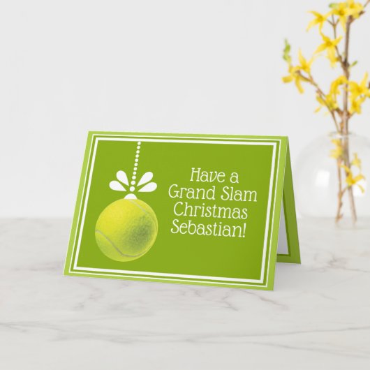 Eigen tekst groene tennis bauge kerstmis kaart (Gele Bloem)