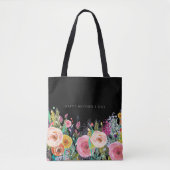 Eigen Tekst | Levendige bloemen | Moederdag | Tote Bag (Voorkant)