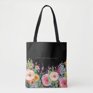 Eigen Tekst   Levendige bloemen   Moederdag   Tote Bag