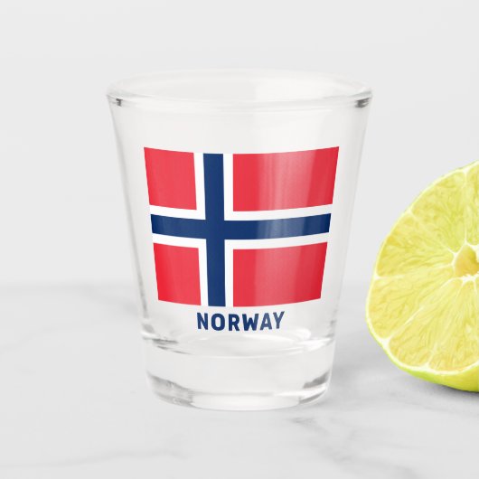 Eigen tekst Noorse vlag Shot Glas (Voorkant)