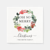 Eigen tekst Oh zo vrolijk kerstfeest met grote ade Servet (Voorkant)