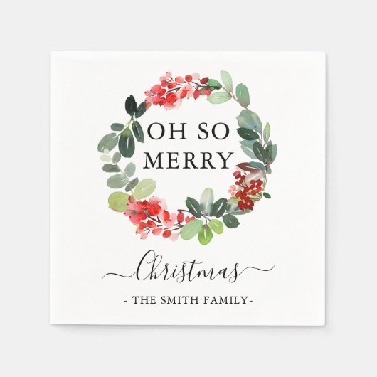 Eigen tekst Oh zo vrolijk kerstfeest met grote ade Servet (Voorkant)