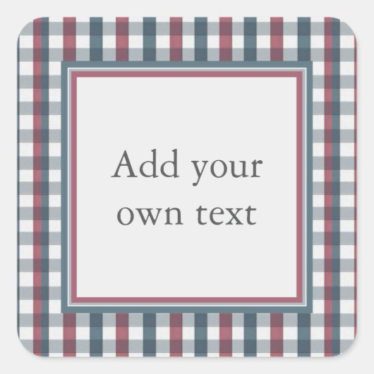 Eigen tekst rood, wit en blauw vierkante sticker (Voorkant)