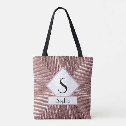 Eigen tekst/Roos Gold Art Deco Metallic Elegant Tote Bag (Achterkant)