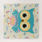 Eigen tekst schattige uil pastel  kinderen legpuzzel (Horizontaal)