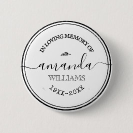 Eigen tekst Stijlvol Witte begrafenis Memorial Ronde Button 5,7 Cm