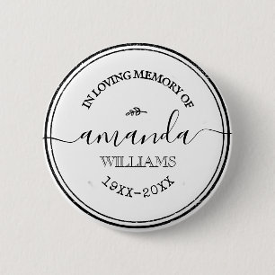 Eigen tekst Stijlvol Witte begrafenis Memorial Ronde Button 5,7 Cm