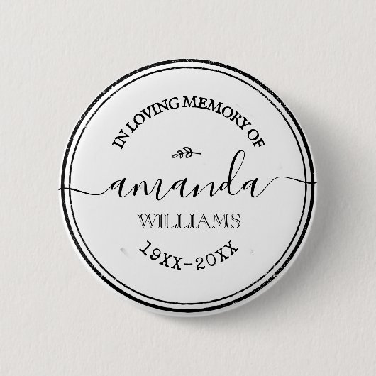 Eigen tekst Stijlvol Witte begrafenis Memorial Ronde Button 5,7 Cm (Voorkant)