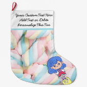 Eigen Tekst. Sweet Treats Pastel Kawaii Snoep Grote Kerstsok (Voorkant)